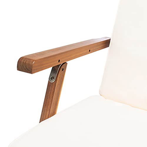 SAFAVIEH Outdoor - Palmdale Chaise Lounge Chair - Brown & Beige - Solid Wood with Cushion - Deck-Chair Design - Ideal for Patio, Poolside, Backyard, 21.9"W x 56.3"D x 36"H (PAT7015C)