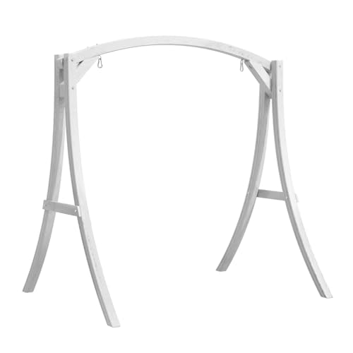 VINGLI 6.7FT Porch Swing Frame, 1000LBS Heavy Duty A-Frame Wooden Porch Swing Stand with Curved Arc Top for 5FT Porch Swing, Large Swing Hanger for Garden, Patio, Backyard & Indoor, White