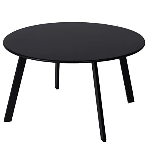 juserox Patio Coffee Table - Metal Steel Outdoor Round Table Weather Resistant Anti-Rust Table (Black)
