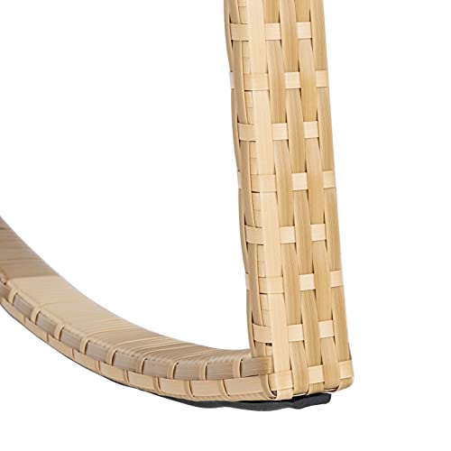 SAFAVIEH Outdoor - Daire Rocking Chair - Natural & White - Steel Frame Faux & Rattan with Cushion - Open-Frame Design - Ideal for Patio, Deck, Porch, Backyard, 14.4" Seat Height (PAT7721D)