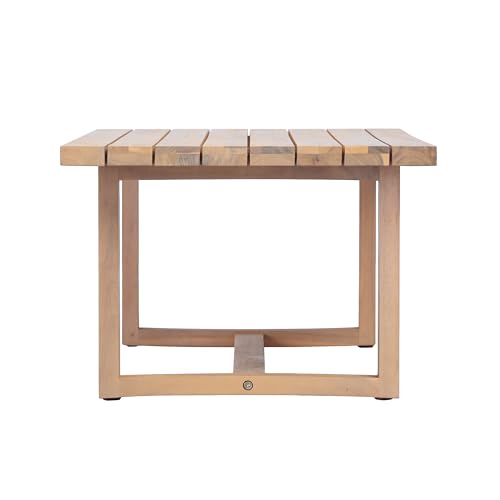 Christopher Knight Home Fido 5-Seater Patio Furniture Set with Cushion, 4 Piece Outdoor Acacia Wood Conversation Set, Solid Wood Outdoor Sectional Sofa Set with Coffee Table, Light Teak+Beige