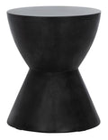 SAFAVIEH Outdoor - Athena Accent Stool - Black Concrete - Sculptural Drum Design - Ideal for Living Room, Patio, Deck, Sunroom, 14.9" W x 14.9" D x 17.7" H (VNN1011C)