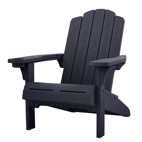 Keter Kiawah Adirondack Chair, Weather‑Resistant Resin Outdoor Patio Chair, Ergonomic Design, All‑Weather Seating for Garden, Deck & Backyard, Midnight Navy