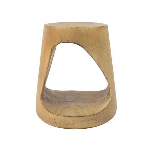 Christopher Knight Home Outdoor Side Table,Hollow Design End Table,Patio Garden Stool Table,Decorative Accent Table for Patio Balcony Beach Pool Side,Lightweight Concrete,Wood Like Texture,Natural