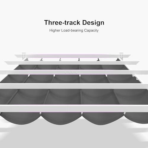 PURPLE LEAF 10' x 13' Outdoor Retractable Pergola Heavy-Duty Aluminum White Pergola with Sun Shade Canopy Patio Modern Shelter for Garden Yard Deck Grape Trellis, Grey