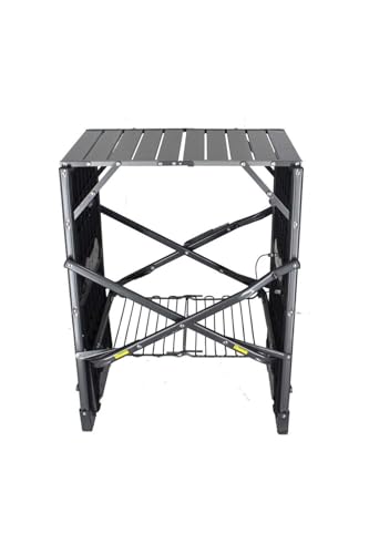 GCI OUTDOOR Slim-Fold Cook Station | Portable Folding Kitchen Table with a Heat Resistant Tabletop, 4 Side Tables & Storage Rack, Perfect for Picnics & Camping Trips