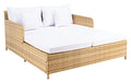 SAFAVIEH Outdoor - Cadeo Daybed - Natural & White - Steel Frame with Cushion - Deep-Seat Resort Design with Pillows - Ideal for Patio, Deck, Poolside, Backyard (PAT7500D)