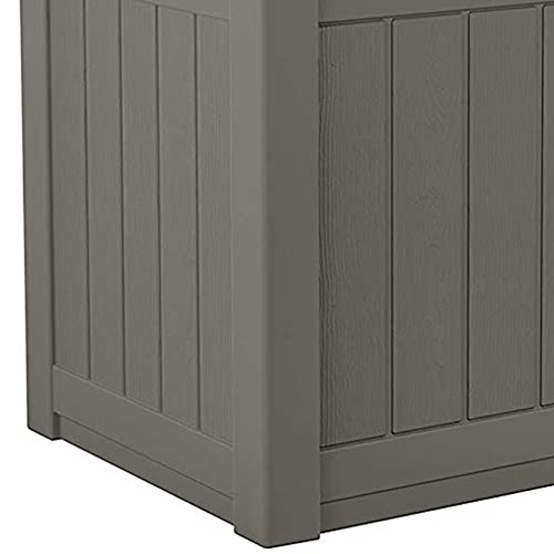 Suncast Outdoor Storage Box - 22 Gallon Stone Gray Resin Outdoor Deck Box with Seat, Weatherproof Patio Storage Bin Container for Keeping Cushions, Tools, & Towels for Pool, Yard, & Garden