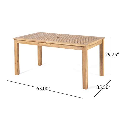 Christopher Knight Home Eric Outdoor Expandable Acacia Wood Dining Table, Natural Finish