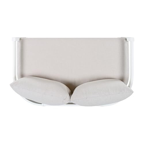 Christopher Knight Home Lula 7-Seater Patio Furniture Set with Coffee Table, 5 Piece Outdoor Conversation Set with Cushion, Aluminum Outdoor Sectional Sofa Set, White+Beige