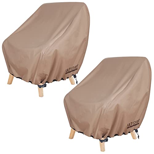 ULTCOVER Waterproof Patio Chair Cover 2 Pack Outdoor Lounge Deep Seat Single Lawn Chair Covers 32W x 34D x 34H inches