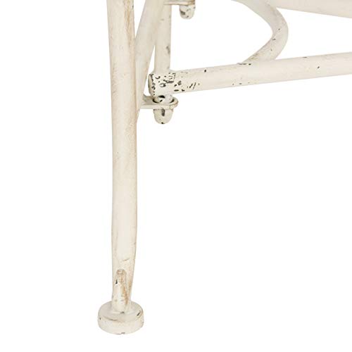 SAFAVIEH Outdoor - Abner Outdoor Iron Garden Bench - Antique White - Scrollwork Design - Ideal for Patio, Deck, Porch, Garden, 17" Seat Height (PAT5017A)