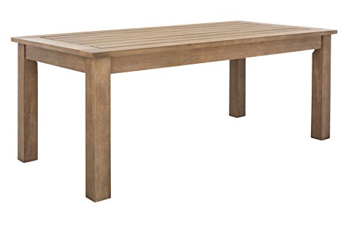 SAFAVIEH Couture Outdoor Patio Furniture Collection – Santa Cruz Coffee Table, Natural Eucalyptus Wood Slatted Top, Modern Outdoor Accent Table (CPT1016A)
