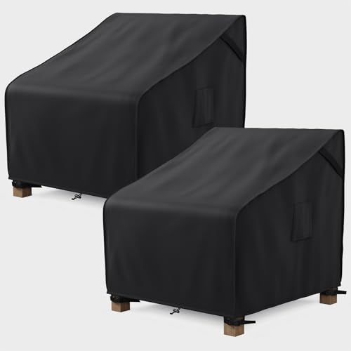 MR. COVER Outdoor Chair Covers Waterproof, Patio Furniture Covers for Rocking Chair, Heavy Duty Anti UV Chair Cover, Fits up to 35W x 37D x 36H Inches, Air Vent and Handles Included, Black, 2 Pack