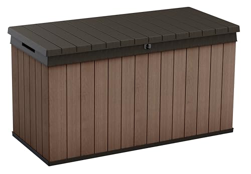 Keter Darwin 150 Gallon Resin Large Deck Box - Organization and Storage for Patio Furniture, Outdoor Cushions, Garden Tools and Pool Gear