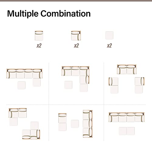 LAUSAINT HOME Outdoor Patio Furniture, 6 Piece Outdoor Sectional Sofa PE Rattan Wicker Patio Conversation Sets, All Weather Patio Furniture Set with Thick Cushions for Garden, Backyard(Beige)