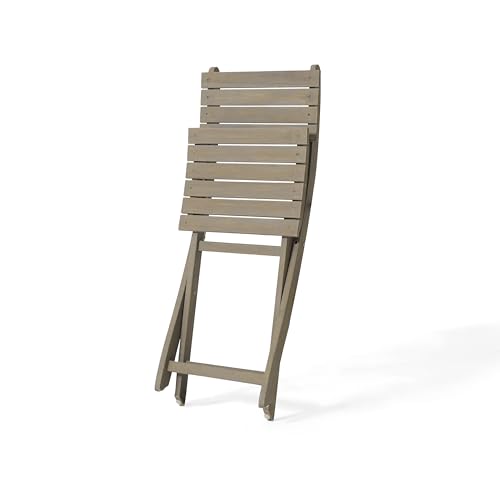 Christopher Knight Home Westmo Outdoor 2 Seater Half-Round Folding Acacia Wood Bistro Set, Gray