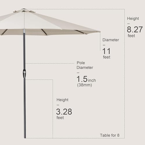 Tempera 10ft Patio Market Outdoor Table Umbrella with Auto Tilt and Crank, Large Sun Umbrella with Sturdy Pole & Fade Resistant Canopy, Easy to Set, Oatmeal