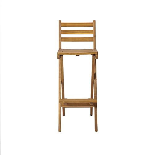 Christopher Knight Home Tundra Outdoor Foldable Wood Barstool Set, 2-Pcs Set, Natural