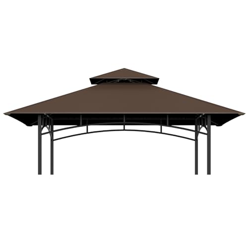 Grill Gazebo Replacement Top, 5 * 8 Outdoor BBQ Gazebo Top Cover, Double Layer BBQ Gazebo Top Canopy for Model #L-GG001PST-F(Brown)