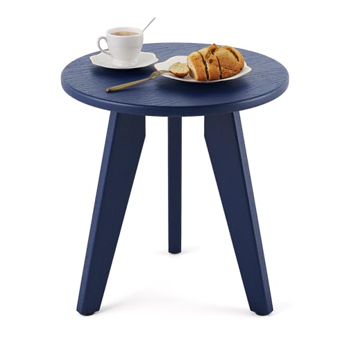 Homenjoy HDPS Outdoor Side Table, Small Round Side Table Weather-Resistant, Outdoor Side Tables for Patio, Porch, Deck, End Table for Plant Stand, Living Room, Bedroom, Navy
