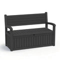 EasyUp 80 Gallon Wood Grain Style Outdoor Storage Bench, Waterproof and Lockable Deck Box Outdoor Storage Furniture for Patio,Garden,and Porch – Perfect for Storing Garden Tools and Cushions(Black)