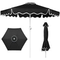 Best Choice Products 7.5ft Patio Market Umbrella with Wavy Trim, UV-Fade-Resistant 210g Canopy, Crank & Tilt, Wind Vent, Heavy-Duty Frame - Black