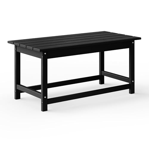 WestinTrends Malibu Outdoor Coffee Table, 35" x 17.5" All Weather Poly Lumber Patio Adirondack Coffee Table for Garden Lawn Porch Balcony, Black