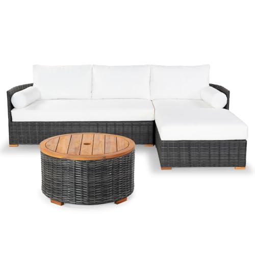 SAFAVIEH Couture Collection Anguilla Dark Grey Faux Wicker Indoor/Outdoor Storage Coffee Table (Fully Assembled)