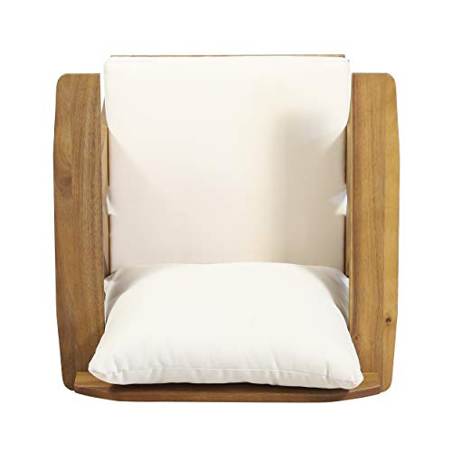 Christopher Knight Home Arcola Outdoor Club Chair with Cushion - Acacia Wood - Teak/Beige (Set of 2)