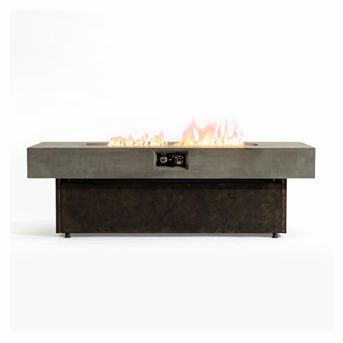 Outdoor Fire Pit Table Propane Gas Fire pits Outdoor Fireplaces 54'' Rectangular Firepit Table, 50,000 BTU Fire Table for Patio Set, Three Options of Assembled Hight, Tank Required to Be Kept Outside.