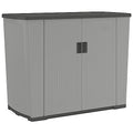 Suncast 130-Gallon Backyard Oasis Basic Unit Lockable Outdoor Storage Cabinet, Peppercorn, Made in The USA