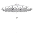 Funsite 9Ft Elegant Valance Patio Umbrella, Outdoor Umbrellas for Patio with Tilt and Crank Systerm, Table Umbrella for Outdoors, Poolside,Beach, Backyard, White