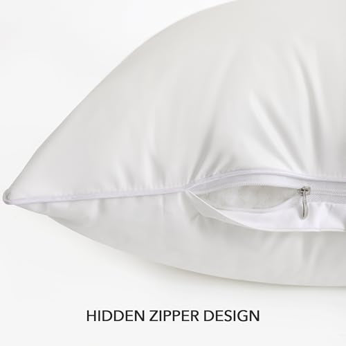 Oubonun 18 x 18 Outdoor Pillow Inserts (Pack of 2) - Square Waterproof Throw Pillow - Decorative Throw Pillows Insert for Couch Sofa Bed Patio Furniture - White Pillow