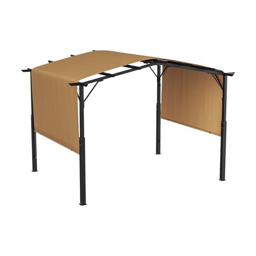 VEVOR 10 x 10 ft Outdoor Pergola, Arched Top Metal Pergola, Retractable Pergola with Sun Shade Canopy, Large Patio Shelter Pavilion, Heavy Duty Garden Pergola for Deck Backyard Porch Poolside