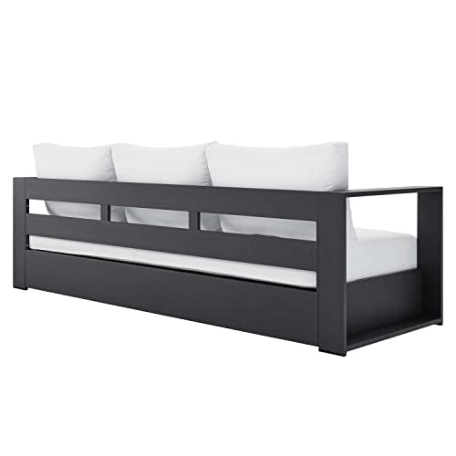 Modway Tahoe Aluminum Outdoor Patio Sofa in Gray White