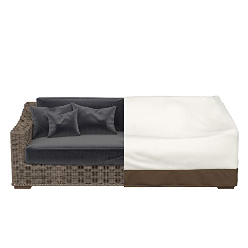 Amazon Basics 3-Seater Outdoor Patio Furniture Couch Sofa Cover, Waterproof, Anti-UV, Wind Resistant Furniture Protector, Beige/Tan