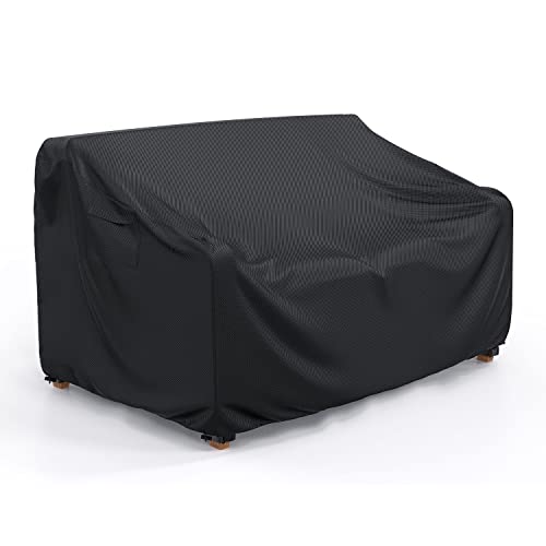 BROSYDA Patio Sofa Cover Waterproof - Heavy Duty 2-Seater Outdoor Couch Cover Patio Furniture Covers with Air Vent and Handles, 60" L×34" D×30" H, Black
