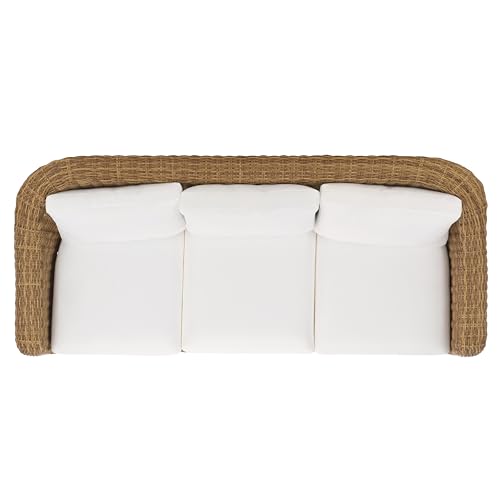 SAFAVIEH Couture Outdoor Collection Melbourne Natural/White Cushion Wicker Sofa