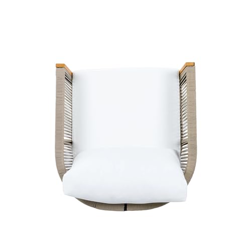 Christopher Knight Home Outdoor Swivel Rocking Chair Set of 2 with Cushion & Cross Base Side Table, Acacia Wood Patio Swivel Rocker Chair Set 360 Degree Porch Chairs for Backyard Balcony, Natural/Teak