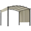 Outsunny 11' x 11' Outdoor Retractable Pergola Canopy, Arched Sun Shade Shelter, Metal Frame Patio Canopy for Backyard, Garden, Porch, Beach, Beige