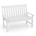 Giantex Outdoor Bench, 52-Inch Outside Bench All-Weather HDPE Park Bench with Backrest and Armrests, 705 lbs Weight Capacity, 2-Person Slatted Patio Bench for Porch, Yard, Lawn, Garden Bench (White)