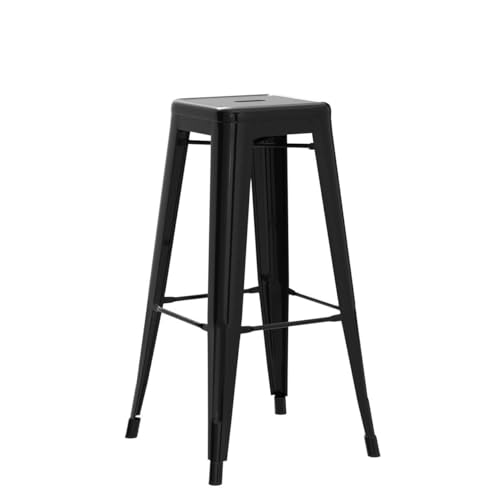Yaheetech 30 Inch Metal Bar Stools Set of 4, Bar Height Backless Bartools, Industrial Stackable Bar Chairs with Footrest for Kitchen/Dining Room/Bistro/Patio, Black