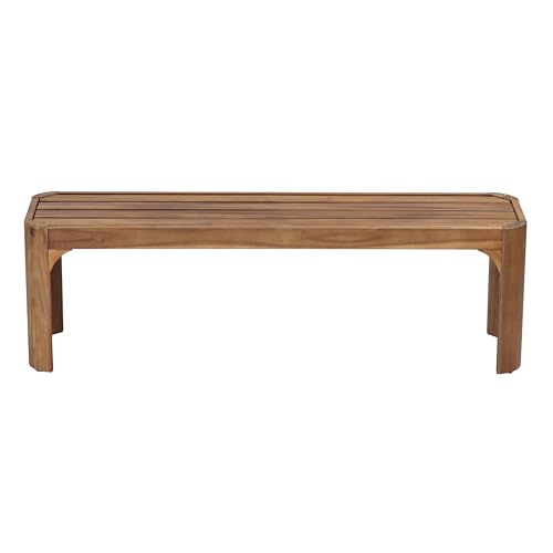 Christopher Knight Home Outdoor Dining Table Set with 2 Benches, 70" Acacia Wood Patio Table and Dual 57" Benches, Teak Finish Slatted Garden Furniture for Backyard Deck Seating 6-8 People