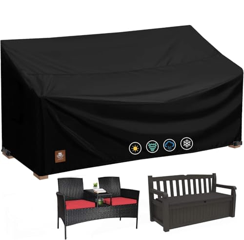 2 Seater Outdoor Patio Seating Storage Bench Cover Waterproof for Keter Solana 70 Gallon Storage Bench Deck Box and Sofa Couch Chair Loveseat Furniture,with Drawstring,58Wx28Dx34H Inch-ClawsCover