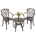 YKSY&YKSY Jardin DE CENTENNAIL 3-Piece Outdoor Bistro Set Cast Aluminum Rust-Resistant Patio Furniture Armchairs Design (Copper)