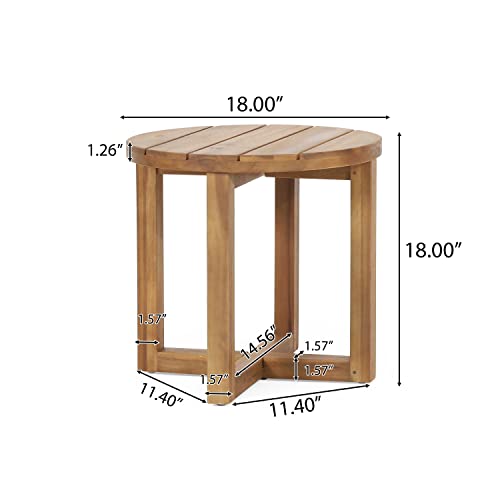 Hamel Outdoor Circular Side Table - Acacia Wood - Teak