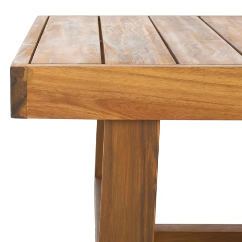 SAFAVIEH Outdoor - Duncan Natural Brown Slatted Top Solid Wood Coffee Table (PAT7331A)