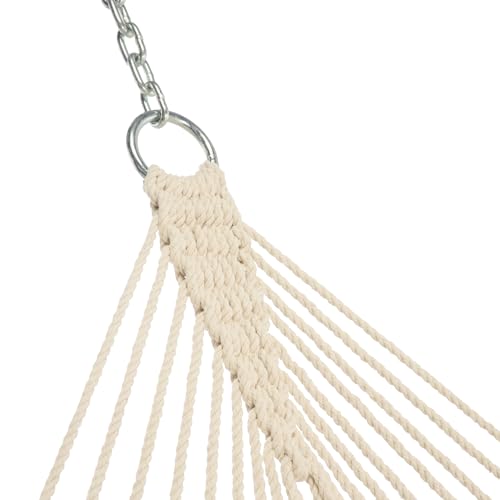 Castaway Living 13 ft. Double Traditional Hand Woven Cotton Rope Hammock – 2-Person, 450 lb Capacity, Free Extension Chains & Tree Hooks, Designed in The USA