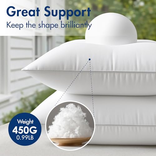 MIULEE Pack of 2 12x20 Outdoor Pillow Inserts, Waterproof Decorative Rectangle Throw Pillow Inserts for Patio Sofa Garden Porch Couch
